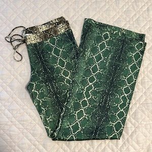 Ramona LaRue by Arianna Snakeskin Silk Wide Leg Pants